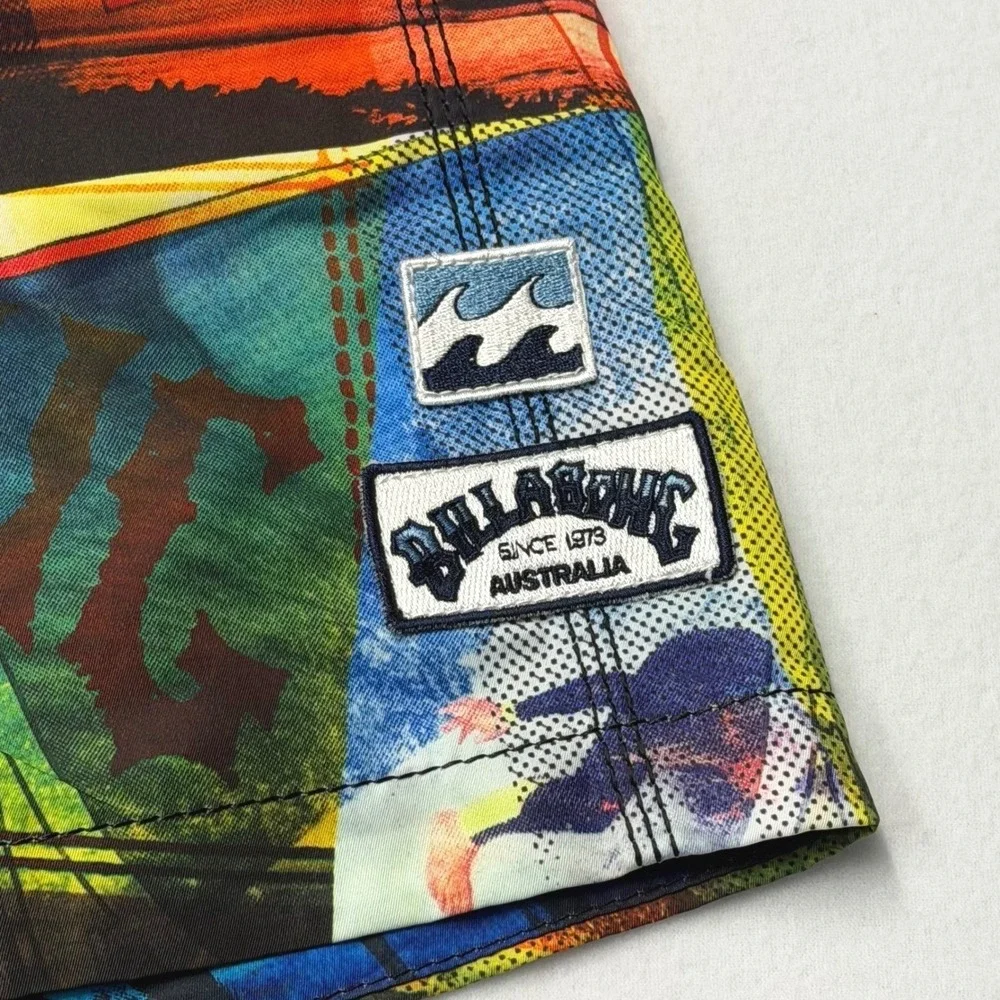 Billabong‎ Board Shorts Multicolor Collage Swim Trunks Mens 36 Surf Beach 7